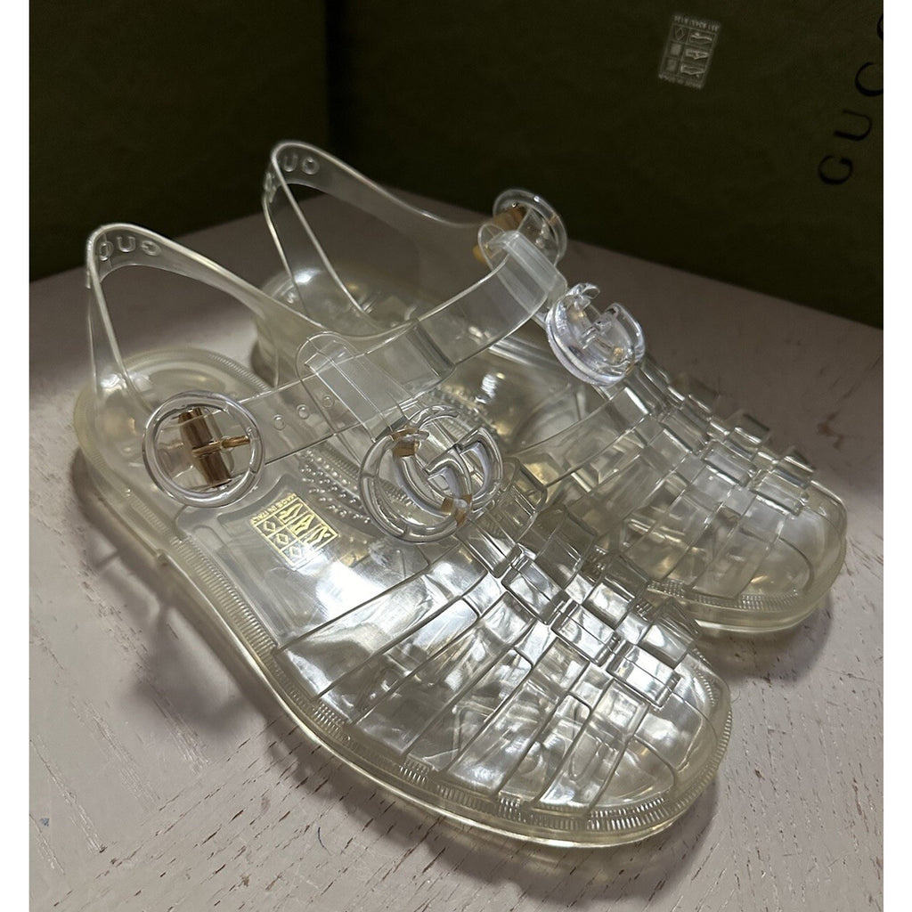 Gucci Women’s GG shiny rubber transparent Sandal 5 US ( 35 Eu ) 676970 New