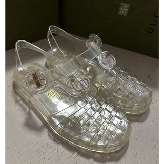 Gucci Women’s GG shiny rubber transparent Sandal 5 US ( 35 Eu ) 676970 New