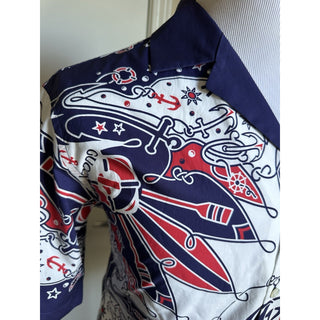 New $1300 Gucci Men’s Double G Bandana Print Shirt Blue/Red/White Size 46/S