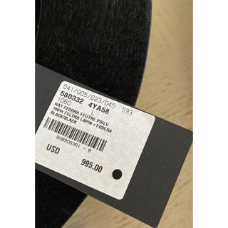 NWT $995 Saint Laurent Men Shaggy Felt Fedora Hat Black Size L Italy