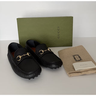 Gucci Leather Horsebit Driver Loafers Shoes Black 8.5 US (8 Gucci) 674254 NIB