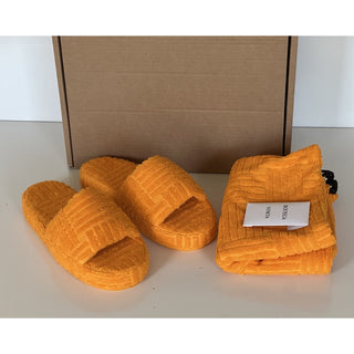 Bottega Veneta Intrecciato Resort Sponge Slipper Orange 7 US 660245 IT NIB $600