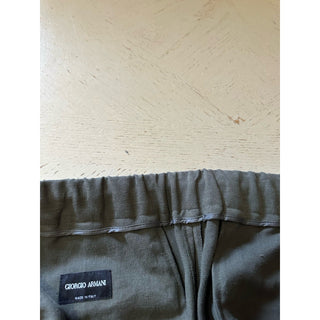 New $1395 Giorgio Armani Men Linen Pants dark olive gray 34 US/50 Eu