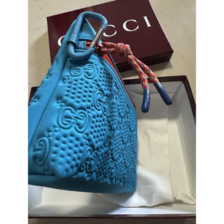 New Gucci Men Small GG scuba pouch Blue