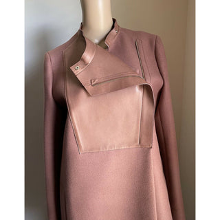 $5850 Gucci Women Wool/Leather Overcoat Coat Pink Size 12 US/46 It Italy