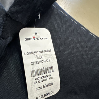 New $10995 Kiton Cashmere & Linen Diner Jacket Blazer Navy/Black 40R US/50R Eu