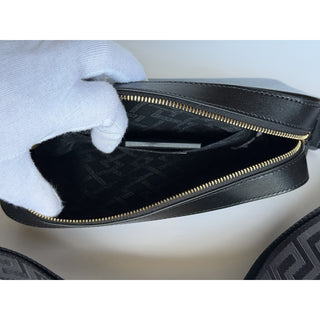 Versace Embossed Greek Key Black Crossbody Leather Camera Bag 1020736 NWT $1400