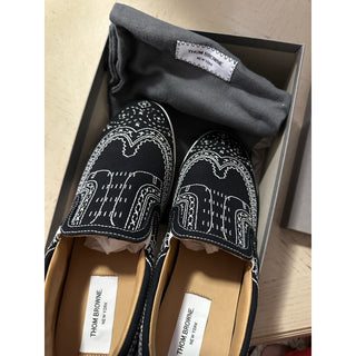 NIB Thom Browne Men Print Low Top Slip On Sneakers Black 9 US/42 EU
