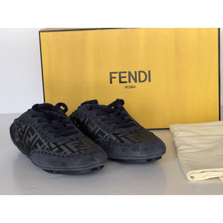 Fendi Fit FF Jacquard Suede Sneakers Blue Men 9 US (8 Fendi) IT 7E1842 NIB $950