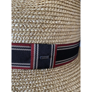 NWT Saint Laurent Men Straw Fedora Hat Beige Size S Italy