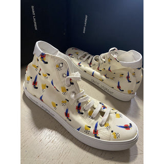 NIB Saint Laurent Men Canvas/Leather Menphis Sneakers Off White 9 US/42 Eu