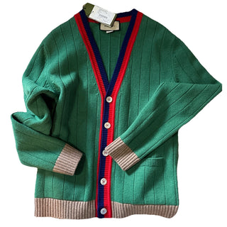 Gucci Men’s Wool Cardigan Sweater Green/Multicolor Size M New $1900