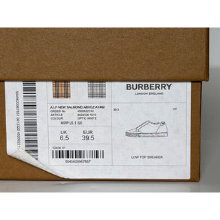 Burberry New Salmond Check Leather Sneakers Optic White 9.5 US 39.5 8024326 NIB