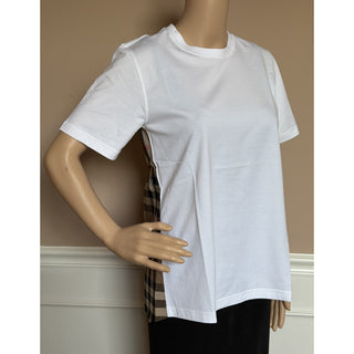 Burberry Nola Check Women’s White Short Sleeve T-shirt Small 8120998 NWT $560