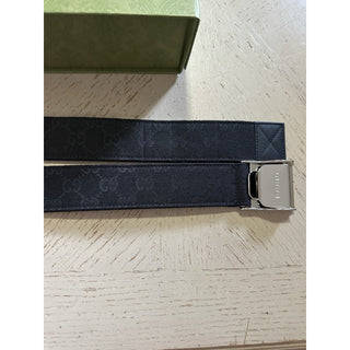 New Gucci Men’s GG Print Canvas/Leather Belt Black 95/38