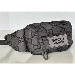 Gucci Maxi GG Logo Gray/Black Nylon Belt Bag 767934 IT NWOT