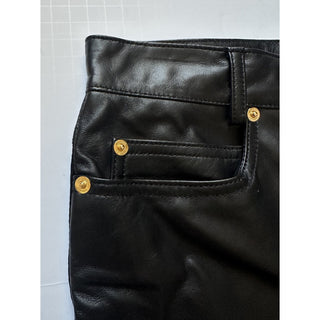 Versace Women's Black Leather/Fabric Pants 6 US (40 Euro) 1014419 NWT $2100