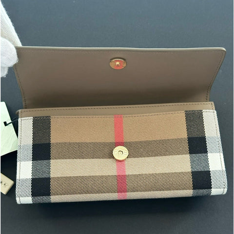 Burberry Halton MX Check Pale Cameo Wallet 80845311 NWT $680