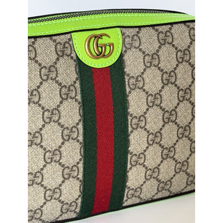 Gucci Ophidia GG Small Crossbody Bag Beige/Ebony /Neon Green 699439 NWT