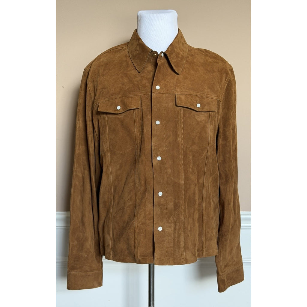 Versace Men’s Suede Leather Brown Jacket 46 US (56 Euro) IT 1019144 NWT $4300
