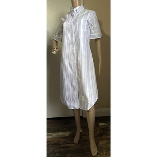 New $720 Thom Browne Striped Midi Shirtdress Blue/White/Multi Size 42/6 Italy
