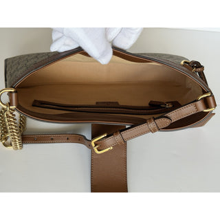Gucci GG Supreme Padlock Leather/Canvas Brown Medium Shoulder Bag IT 795113 NWT