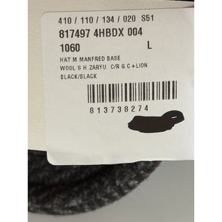 Gucci Herringbone Wool/Silk Baseball Hat Charcoal Logo Cap Size Large 817497 NWT