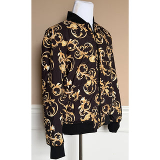 Versace Men's Reversible Blouson Jacket Black/Gold 42 US (52 Euro) 1012269 NWT