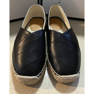 New Gucci Men Leather Espadrille Shoes Black 8 US/7 UK