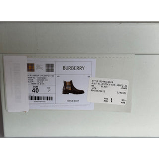 Burberry Check Panel Leather Chelsea Black Boots 10 US (40 Eu) 8042363 NIB $970