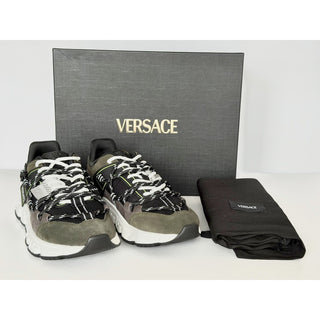 Versace Men's Greca Sneakers Gray/Green 10.5 US (43.5 Euro) IT 1021490 IT NIB