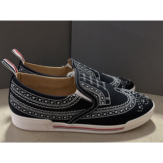 NIB Thom Browne Men Print Low Top Slip On Sneakers Black 9 US/42 EU