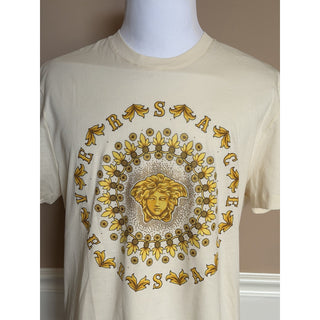 Versace Medusa Print with Studs Ivory Cotton Jersey T-Shirt 2XL 1011861 NWT $925