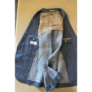 NWT $4995 BRUNELLO CUCINELLI Linen Classic-Fit Suit DENIM BLUE 42R US/52R Eu