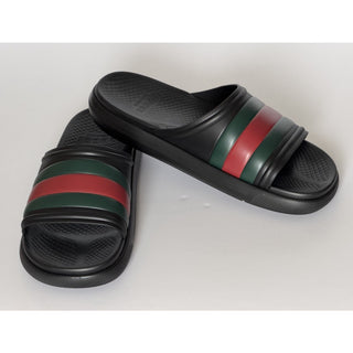 Gucci Men’s Rubber Black/Green/Red Sandals 10.5 US (10 Gucci) Italy 780286 NIB