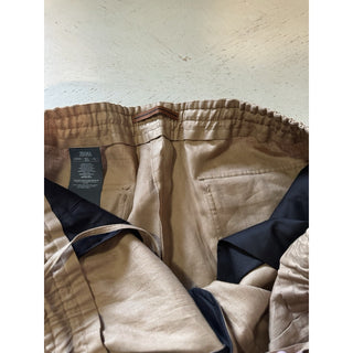NWT $950 ZEGNA Drawstring Linen Short Pants LT Brown Size 38 US/54 Eu