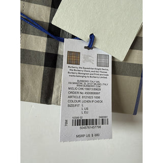 Burberry Elio Check Short Sleeve Shirt Lichen IP Check Men L 8121623 NWT $680