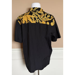 Versace Barocco Gold Print Cotton Shirt Black Men 50 US (60 Euro) 1023094 NWT