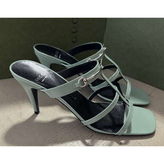 Gucci Women Leather Sandal Shoes Pasific Green 9.5 US/39.5 Eu New 776643