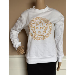 Versace Medusa Embroidered Sweatshirt Women’s White/Gold 4 US (38) 1019482 NWT