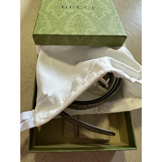 Gucci Women Leather GG Belt Brown/Beige Size 110/44 NWT 400593