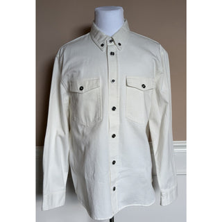 Versace Men’s Denim Stretch White Overshirt 46 US (56 Euro) 1013887 IT NWT $1625