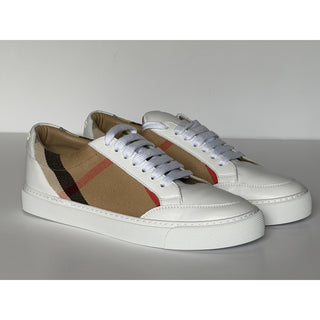 Burberry New Salmond Check Leather Sneakers Optic White 9.5 US 39.5 8024326 NIB