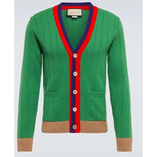 Gucci Men’s Wool Cardigan Sweater Green/Multicolor Size M New $1900