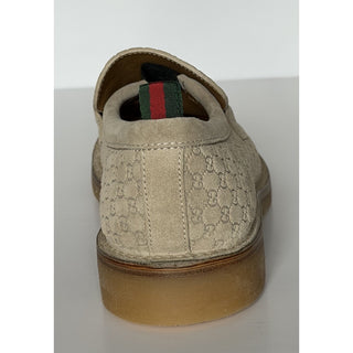 Gucci Mens GG Monogram Suede Loafers Shoes Oatmeal 10 US (9.5 Gucci) 831289 NIB