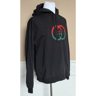 Gucci Interlocking G Logo Hoodie Black Cotton Sweatshirt Men’s Large 721427 NWT