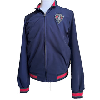 New $2580 Gucci Men Iconic Bomber Jacket Coat DK Blue 48 Eu/M 343935