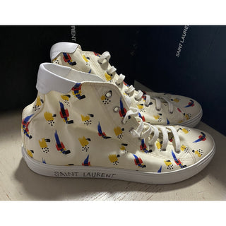 NIB Saint Laurent Men Canvas/Leather Menphis Sneakers Off White 9 US/42 Eu