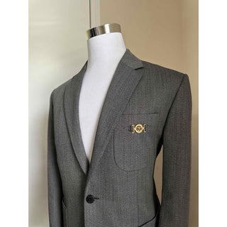 Versace Wool Gray Sport Coat Jacket Size 52 US (62 Euro) Italy 1018841 NWT $2620