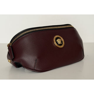 Versace Medusa Head Grainy Calf Leather Belt Bag Burgundy 1002884 IT NWT $1100